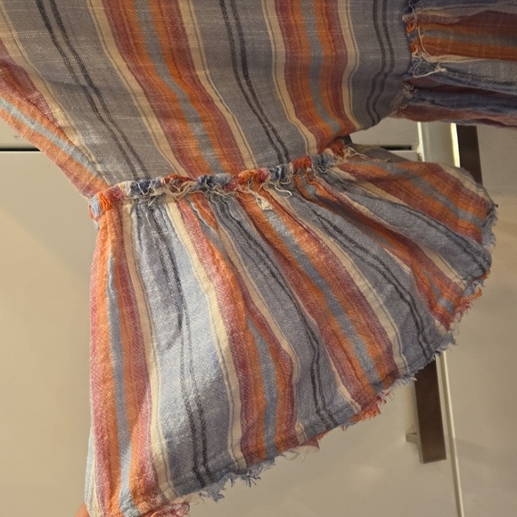 Free People Summer Nights Striped Tunic Cotton Blue Pink Womens Size Medium - Picture 7 of 13